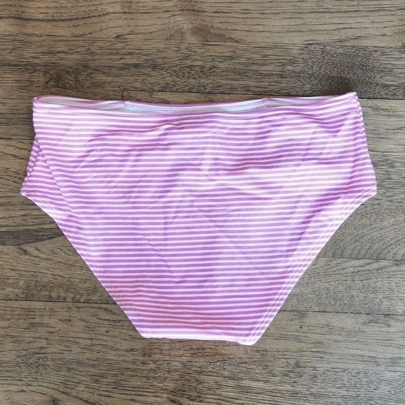 𝅺Aerie Bikini Bottom Midi-Rise Pink White Striped New Small Sm - Picture 5 of 5